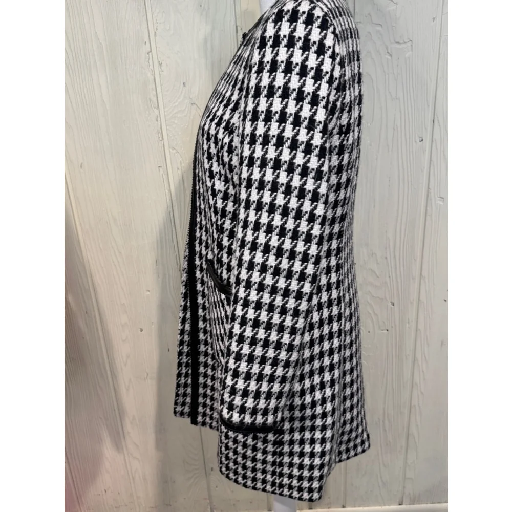 VS 2 by Vakko Houndstooth Blazer Jacket Black White Size 8 - Picture 9 of 13